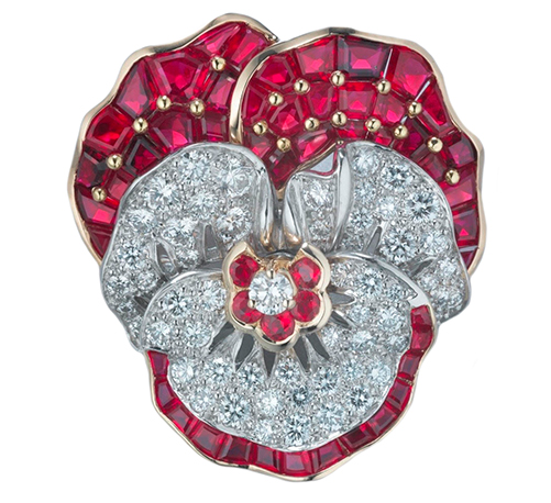 Diamond and Ruby Brooch