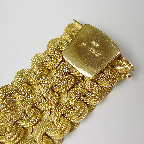 18 Karat Yellow Gold Wide Woven Bracelet