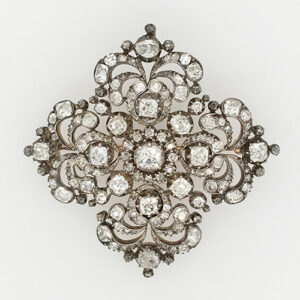 Antique Silver Topped Gold and Diamond Brooch