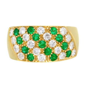 18 Karat Yellow Gold Diamond and Emerald Ring