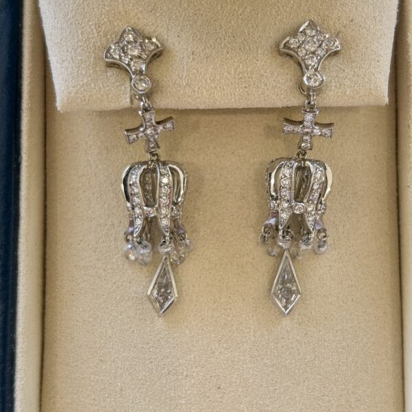 A pair of platinum and diamond drop earrings by Michael Beaudry - Image 2