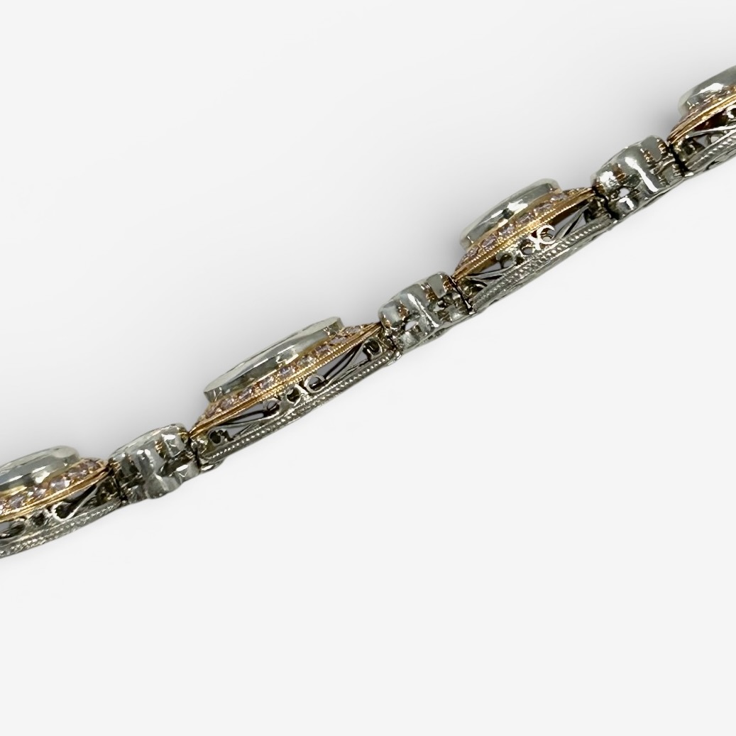 An 18 Karat Rose Gold, Platinum and Diamond Bracelet by Michael Beaudry - Image 2